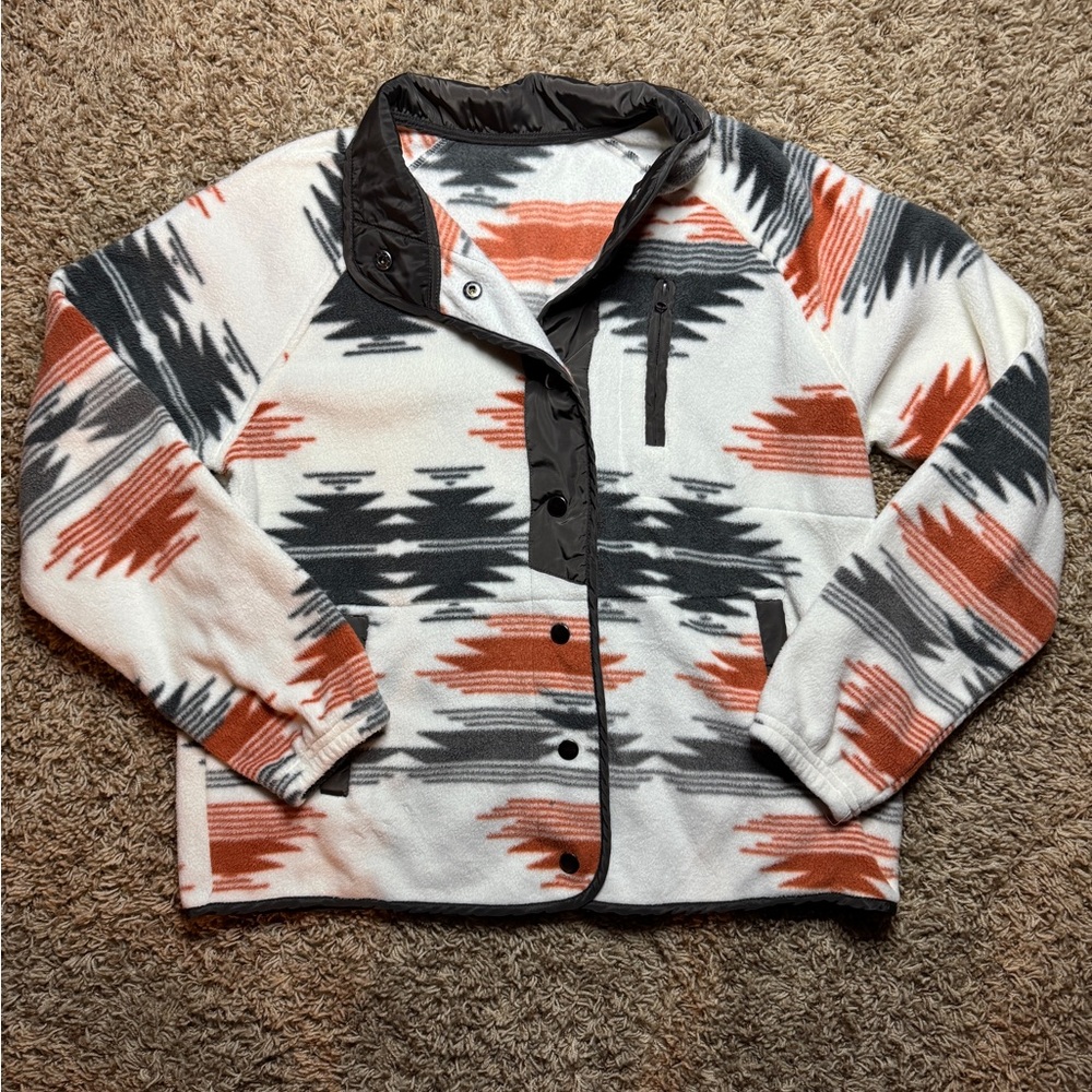 Boho Patterned Fleece Button Jacket - Picture 2 of 5